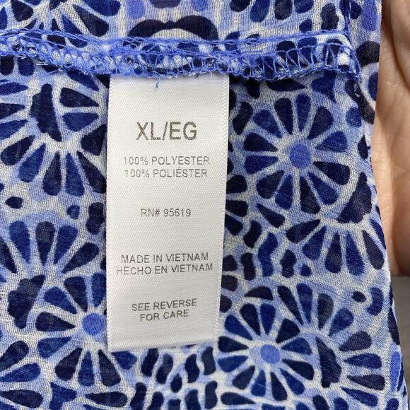 Fever Blouse Womens XL Blue Geometric Sleeveless Asymmetrical Layered Colorful - Picture 8 of 9